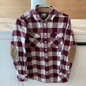 Roots flannel with elbow patches. Size M.